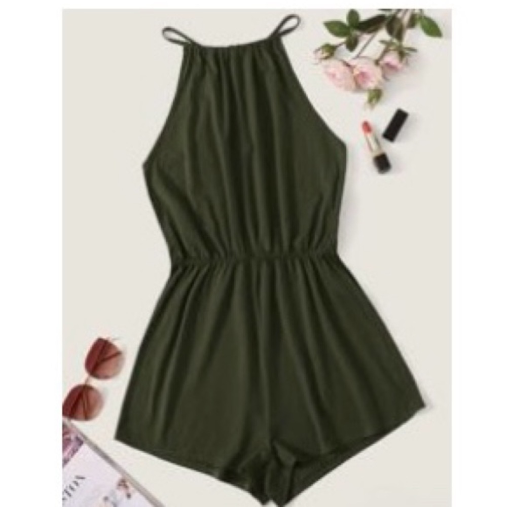 SHIEN Olive Green Shorts Jumper